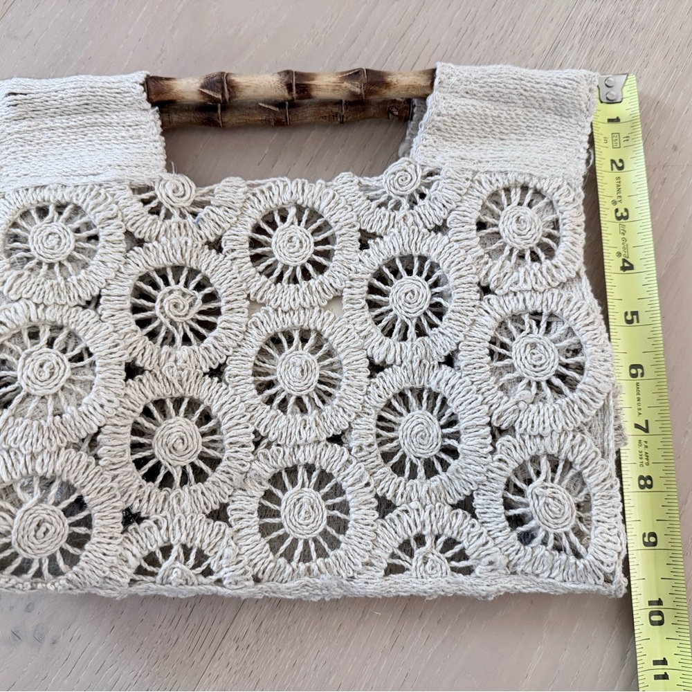 Zara Cream Crochet Tote with Wooden Handles